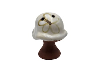 Vintage Floral Glazed 70s Style MCM 4" Art Pottery Mushroom Fungi Floral Frog Figurine