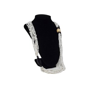 Vintage pensionerat Silpada Boho / Boho Sterling Silver Multi-Rank White Seed Bead Halsband, Bambu & Ben 35"