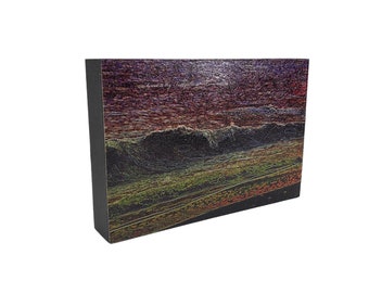 Vintage Great is Thy Faithfulness Laminations 3:23 Colorful Abstract Impressionist Beach Waves Rectangular Textured Religious Wall Art