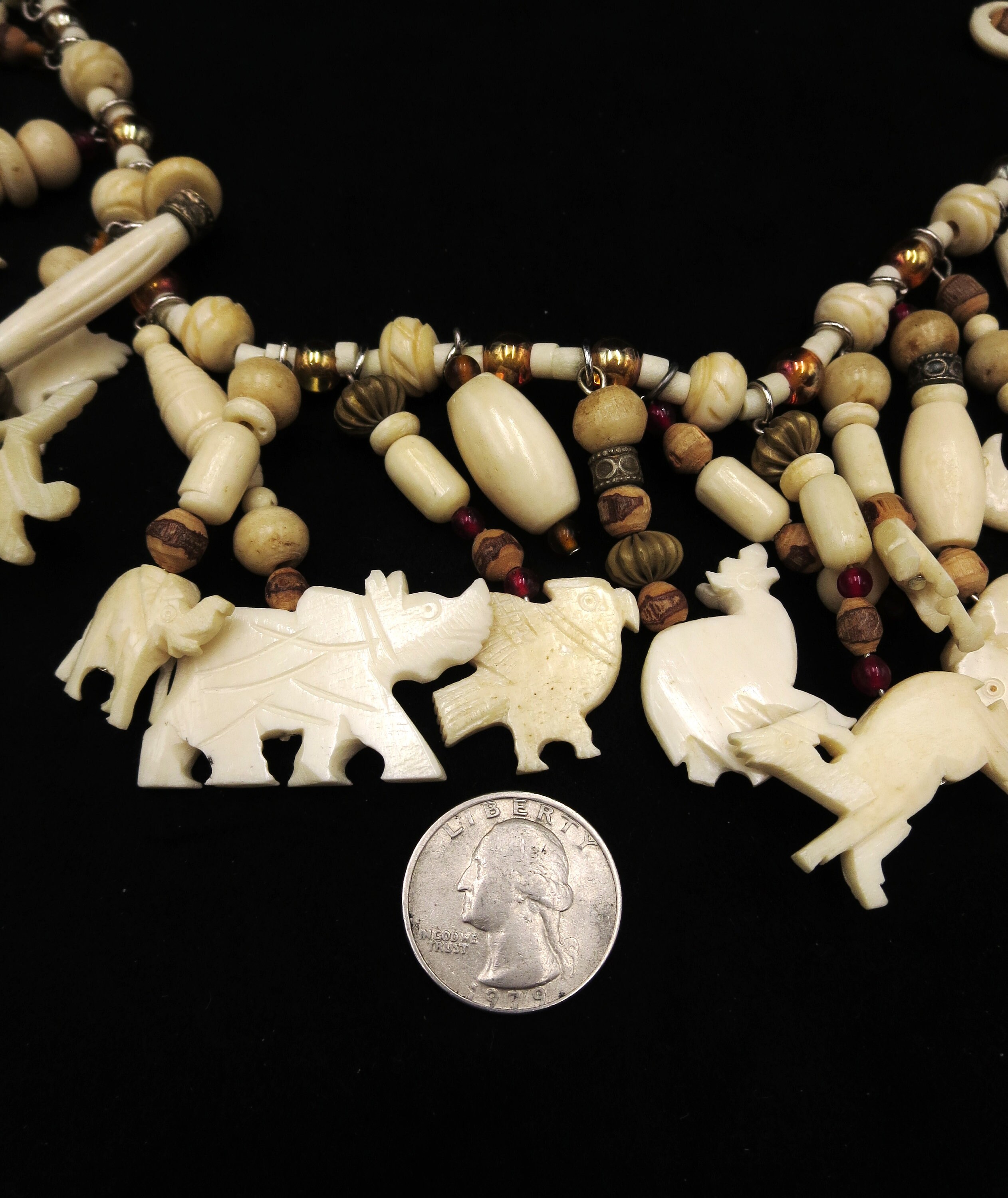 Vintage Aboriginal / Ethnic Wild Animal Carved Bovine Bone Fetish 