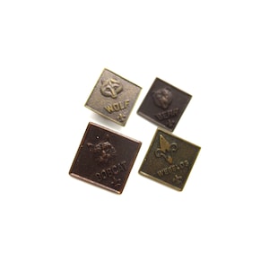 Vintage Boy Scouts of America Bronze Webelos Wolf Bobcat Bear Fleur de Lis Lot of 4 Lapel Pin Set