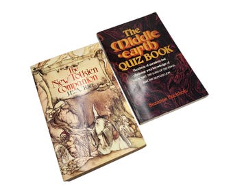 Vintage 1970s Lord of the Rings LOTR The New Tolkien Companion by JEA Tayler & Middle Earth Quiz Book by Suzanne Buchholz Book Set