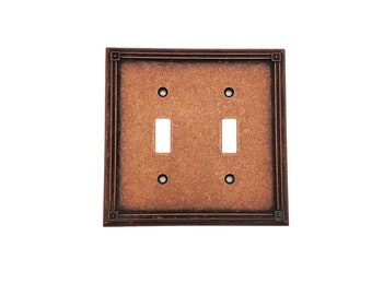 Vintage LHMC Liberty Hardware Copper Tone Metal Square Double Light Switch Plate Outlet Cover