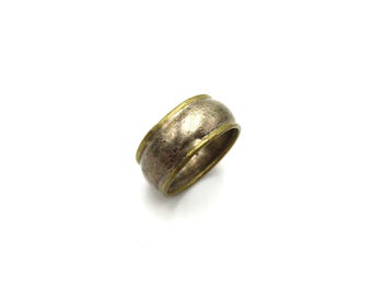 Vintage Taxco Mexico 925 Sterling Silver Brass Mixed Metal Brutalist Size 6 Unisex Band Ring