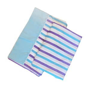 Vintage Cannon Monticello Made in USA Cotton Blend Blue Purple Striped Unisex 2 Piece Twin Sheet Set