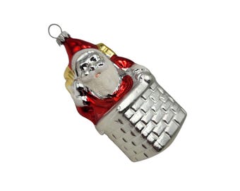 ヴィンテージ：西ドイツ製マーキュリーガラス製サンタオーナメント