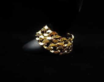 Vintage Gold Tone Chunky Fused Curb Link Chain 7.25" Unisex Bracelet