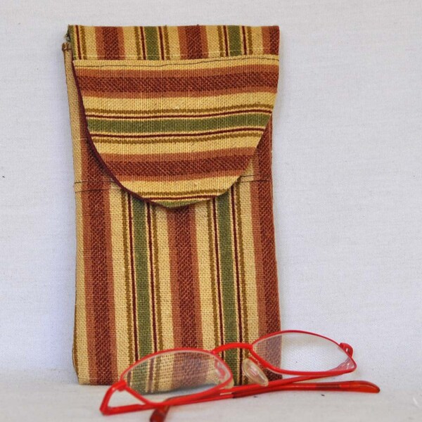 50 PCT OFF Eco Padded Glasses Case Orange Yellow & Green Striped