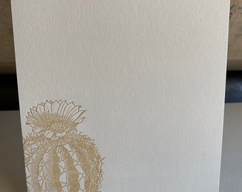 Letterpress Stationery, Barrel Cactus, cactus card, missing you, flat cards, write a letter cards