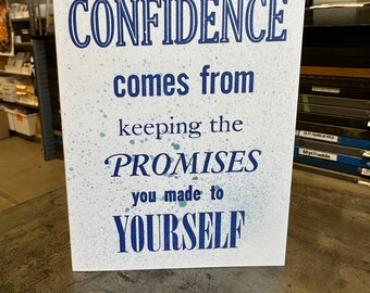 Confidence, promises, yourself card, greeting card, missing you card.