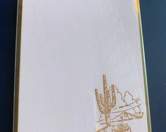 Letterpress Stationery, Desert, Saguaro, cloud, cactus card, missing you, flat cards, write a letter cards