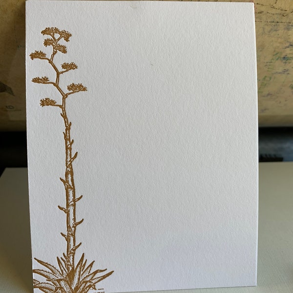 Letterpress Stationery, Agave, cactus card, missing you, flat cards, write a letter cards