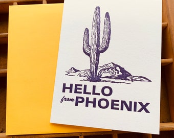 hello card, greeting card, missing you card, arizona, cactus