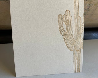 Letterpress Stationery, Saguaro, cactus card, missing you, flat cards, write a letter cards