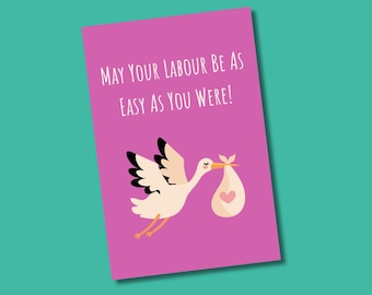 Funny Pregnancy Card, Easy Labour Stork Card
