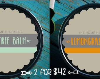 SALE! (1)  Lemongrass Balm + (1) Tea Tree Balm = (2) 8oz tins for 42