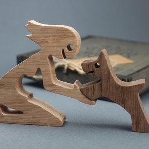 Oak Girl Dog Minimalist Sculpture - Handcrafted Wooden Art Figurine Gift Dog Lovers Pet Memorial Home Decor