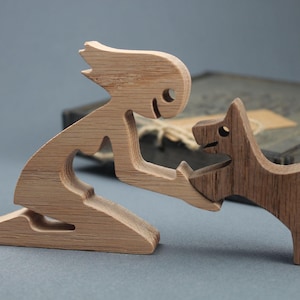 Girl and Dog Oak Minimalist Sculpture - Handcrafted Wooden Art Figurine Gift Dog Lovers Pet Memorial Home Decor