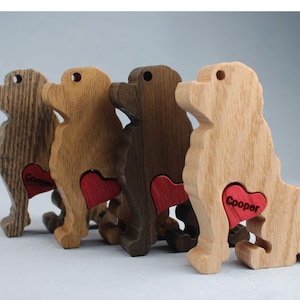 Rustic Oak Poodle Figurine with Heart – Minimalist Dog Lover Gift, Wooden Poodle Sculpture, Pet Memorial Decor, Toy Poodle Statuette