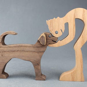Man & American English Coonhound Wooden Figurine - Handcrafted Dog Lover Gift Scroll Saw Art Decor Memorial