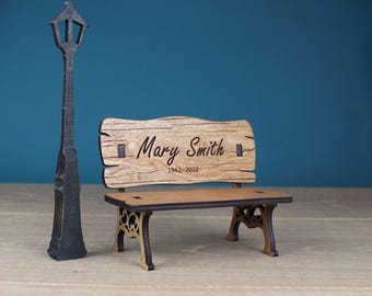Juego de banco y linterna de madera grabados personalizados, regalo romántico en miniatura para aniversario de pareja.