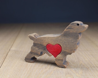 Handcrafted Oak Cocker Spaniel Sculpture: Dog Memorial Keepsake