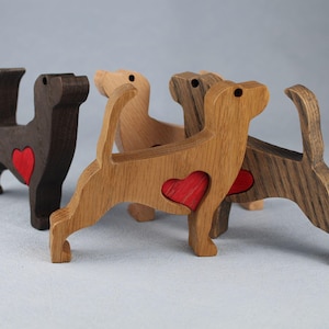 Handcrafted Oak Beagle Sculpture: Rustic Wooden Dog Figurine with Heart, Pet Loss, Memorial Gift for Beagle Lovers and Thoughtful Home Decor