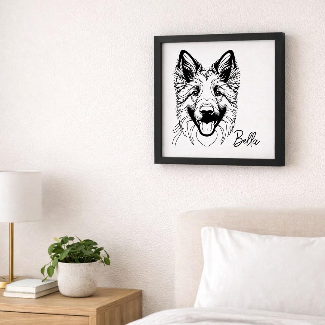 Pdh Sign Custom Dutch Shepherd Wooden Dog Portrait in Frame Pet Remembrance ...