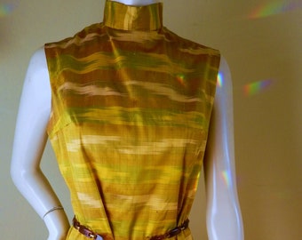 Vintage BALI Silk dress, Sheath dress, ikat weave, bali dress