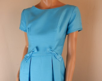 Vintage Emma Domb Gown, Blue prom gown with bows.  Small 1960s gown