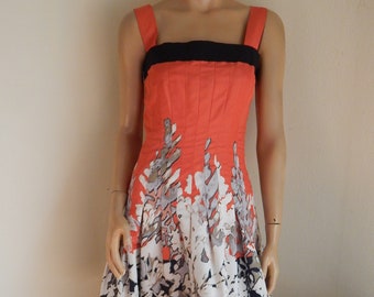 Vintage Oscar de la Renta 80s Dress, Floral Taffeta, Size 6