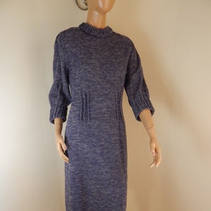 Vintage 1960s womens boucle knit dress, purple tweed, byroter brand, england