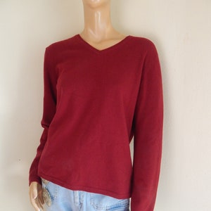 Cashmere mens sweater, dark red, v neck, free shipping