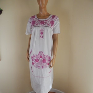 mexican dress, embroidered dress, handmade dress, puebla dress, boho, 42 lg, senorita costume