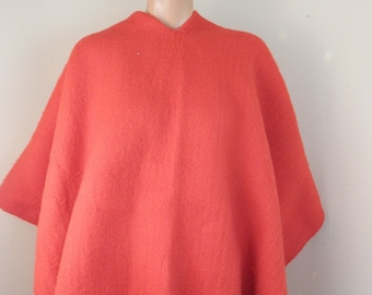 wool poncho south american, red Ombre wool poncho fringed