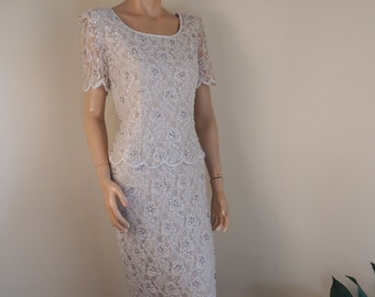 beaded dress, bridal dress, white beaded gown, pearls