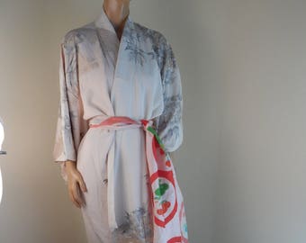 Vintage japanese kimono robe, asian robe, wall art