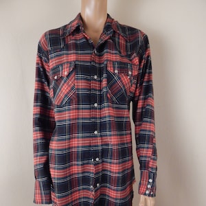 mens deecee shirt, plaid, 34-15.5, pearl snaps, perm press