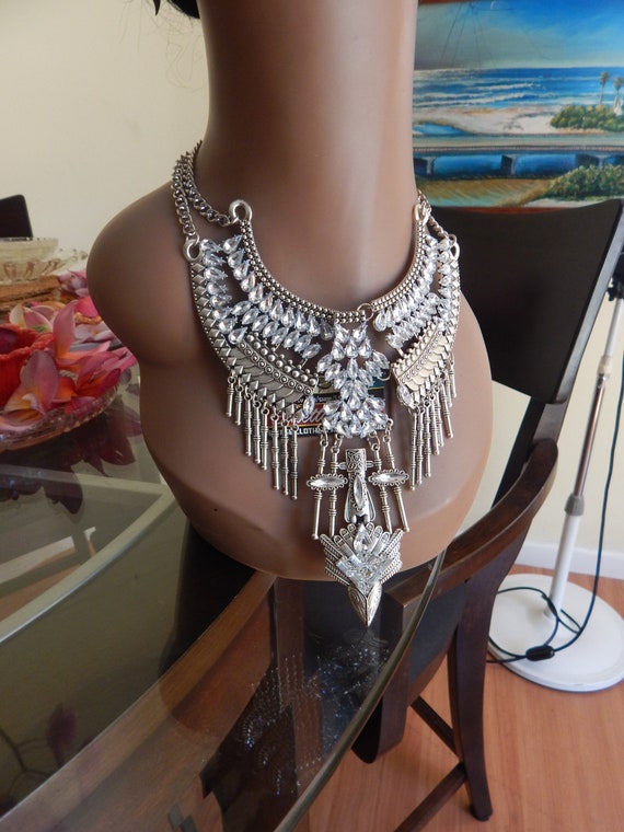 Tribal Festival necklace, tribal waterfall choker,