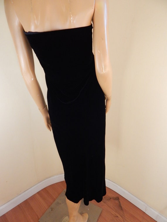 vintage ralph lauren velvet gown, bias cut, silk … - image 7