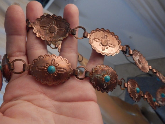 Vintage copper concho belt, Southwestern vintage … - image 8