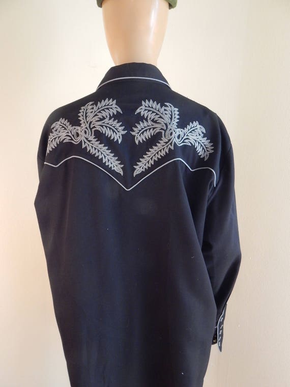 rockabilly shirt, western shirt, xl, black shirt,