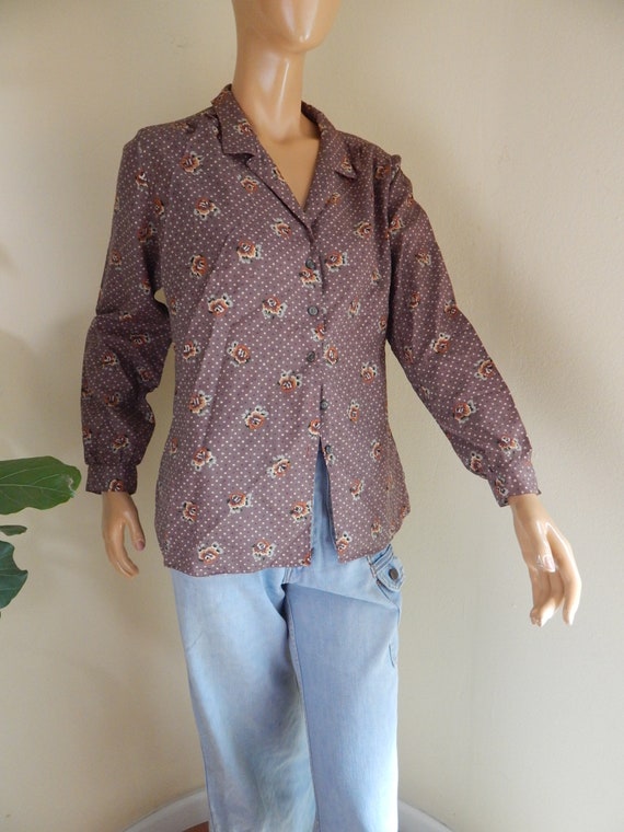 Levi Strauss western womens shirt, floral polyest… - image 10