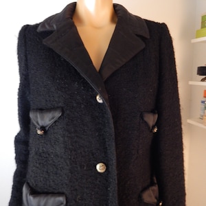 Black Lilli Ann wool coat, wool, black satin lining, Petite