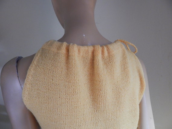 vintage knitted dress, handmade 70s yellow dress,… - image 3