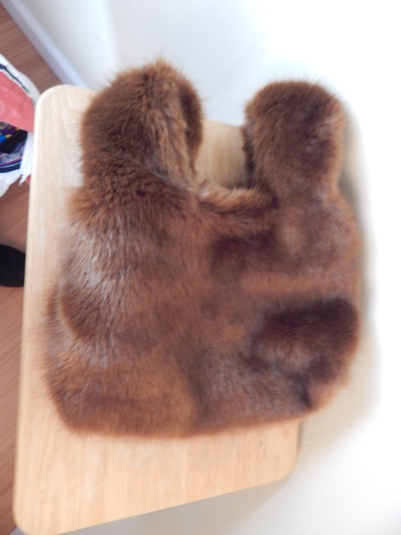 Faux fur purse, brown fur, faux bear purse lined