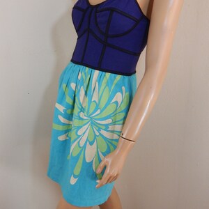 Corset style dress, purple and blue