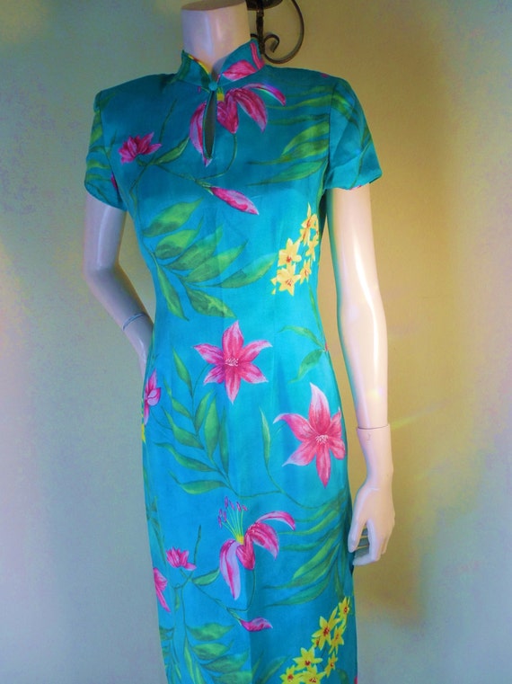 Vintage Cheongsam Dress, silk dress, asian dress,