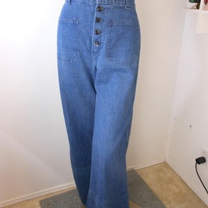 Navy dungarees, Plush bottom  USA High waist jeans  Size 11, Waist 29