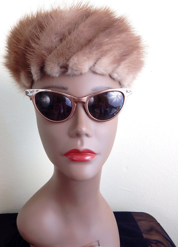 1950s hat, Mink Hat ,Patrice Brand, elegant mink, 